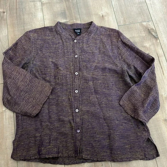 Eileen Fisher Silk Button Down Shirt Sz M - Picture 1 of 6